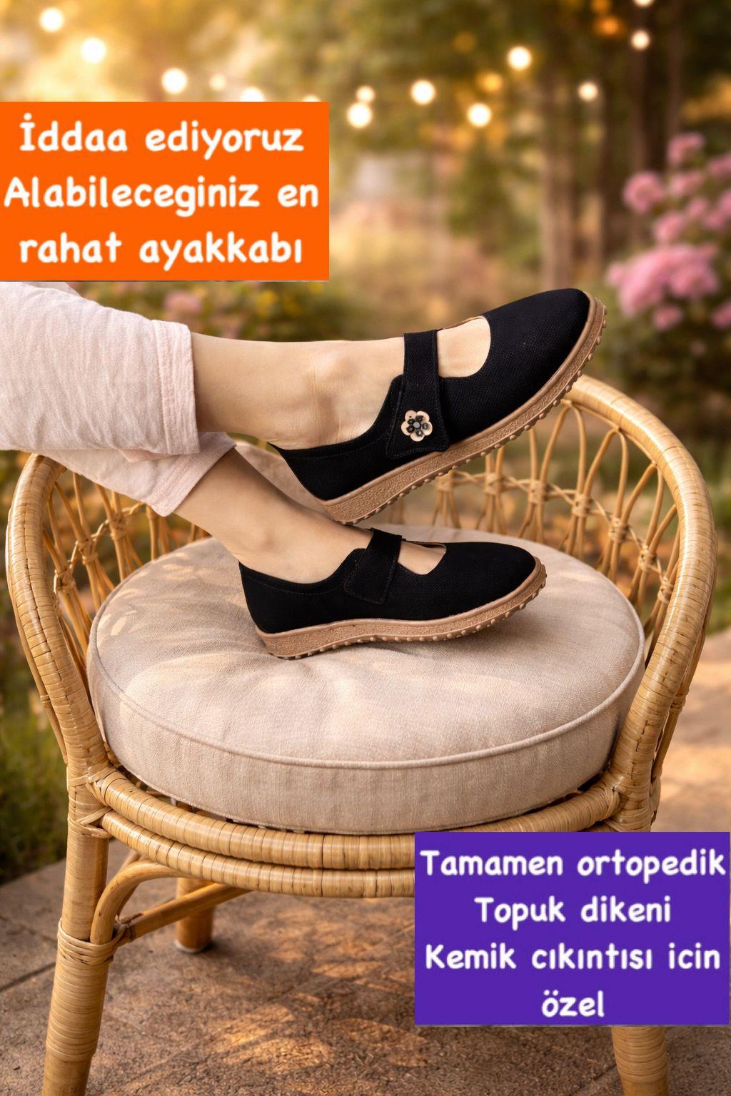 Buğra Erol Ortopedik Tabanlıklı Ayakkabı siyah ballerina-6897