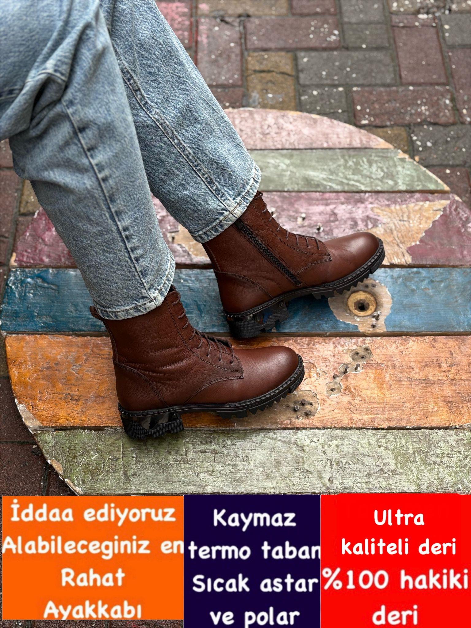 Buğra erol Ortopedik Tabanlıklı Hakiki Deri Bot castle-3045