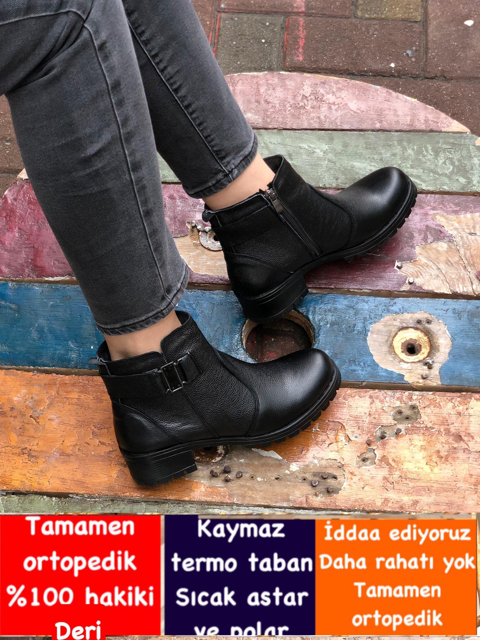 Buğra erol Ortopedik Tabanlıklı Hakiki Deri Bot sides