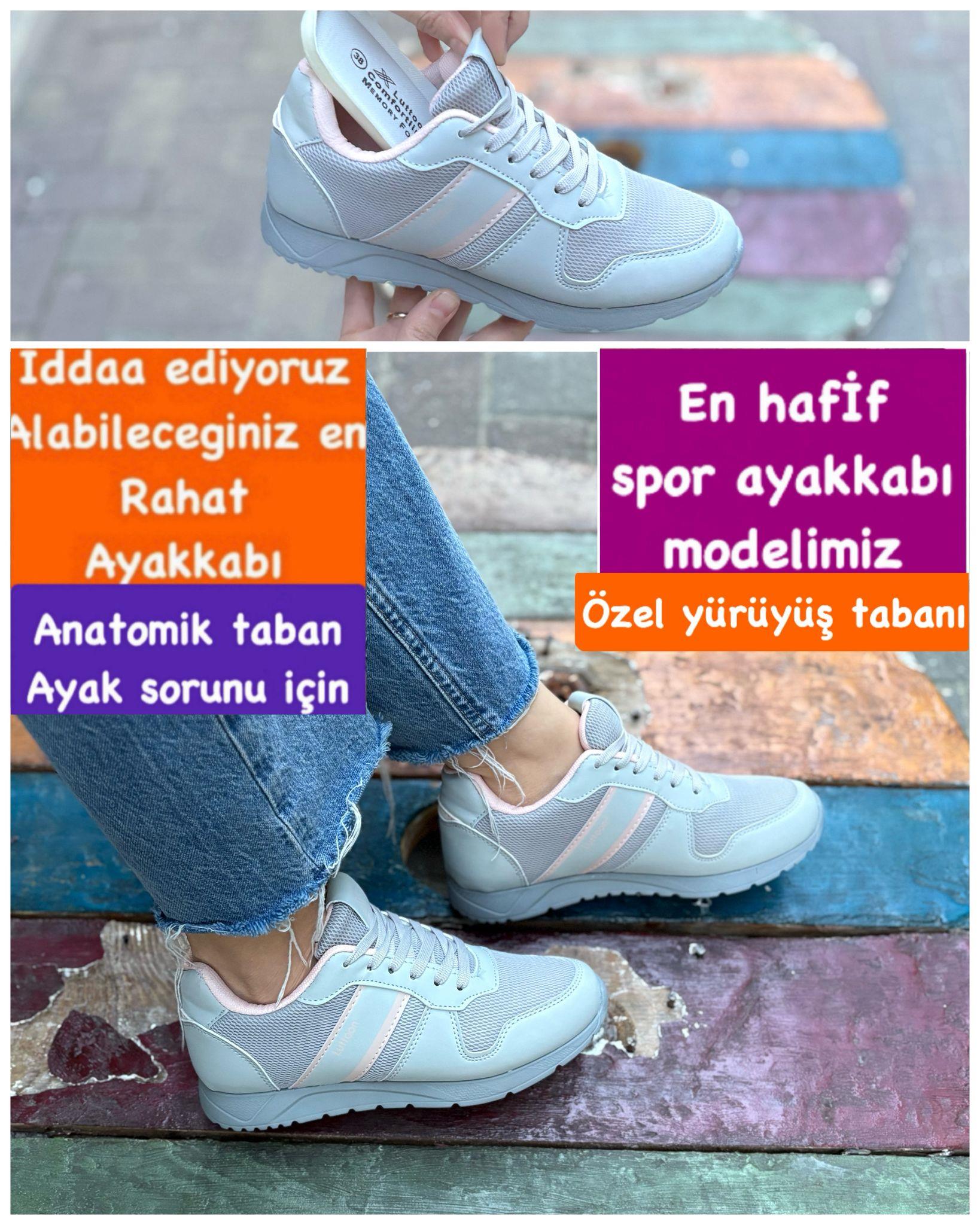 Buğra erol Ortopedik Tabanlıklı Spor Ayakkabı buz gri lutton-6510