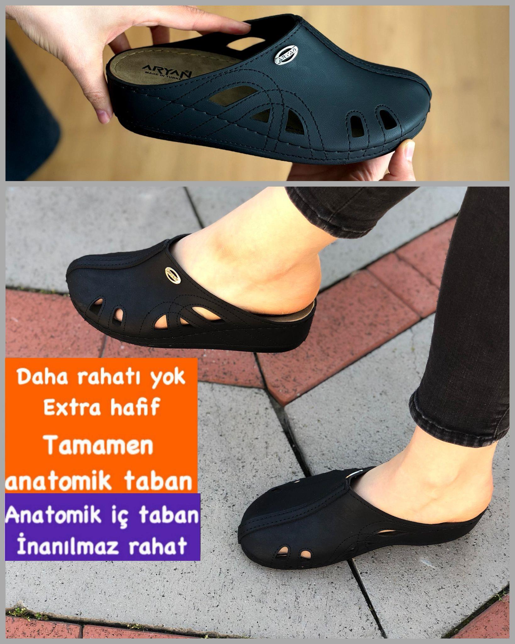 buğra erol özel taban anatomik terlik siyah kapalı steps terlik 