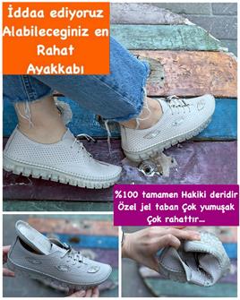 Buğra erol Hakiki Deri jel taban ayakkabı krem asens-4564