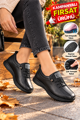 Buğra Erol Ortopedik Tabanlıklı Ayakkabı fashion siyah (tamanen siyah) 