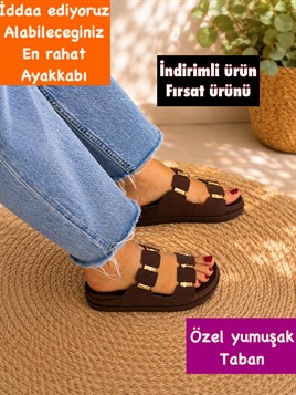 Buğra erol yumuşak tabanlı terlik kahve multi