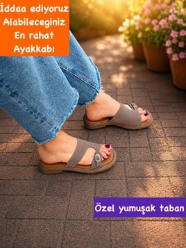 Buğra erol yumuşak tabanlı terlik romeo vizon -1020