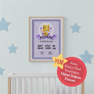 JUNO KİŞİYE ÖZEL YENİDOĞAN DİJİTAL DOĞUM PANOSU – BABY BOY