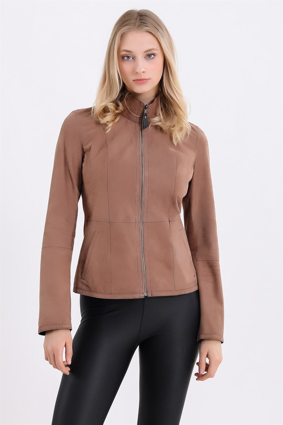 Светло-коричневая кожаная двусторонняя куртка, LC Leather Club