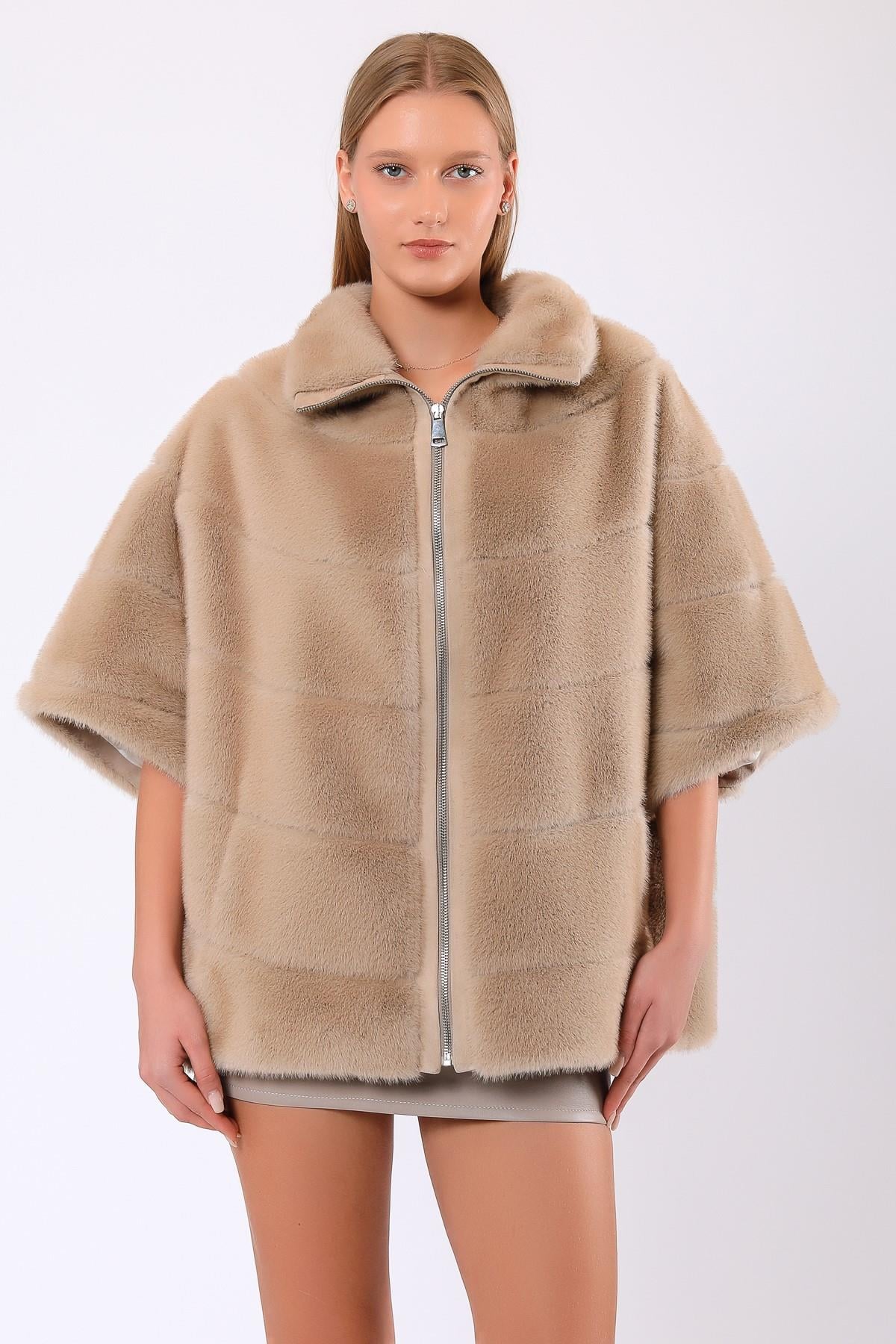 معطف صوف وفرو بيج Chloe, LC Leather Club