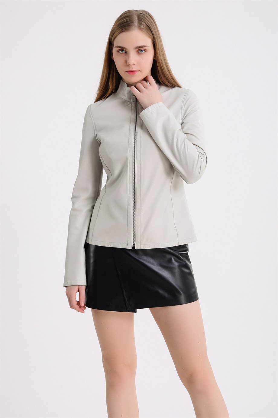 Beyaz Çift Taraflı Deri Ceket, LC Leather Club