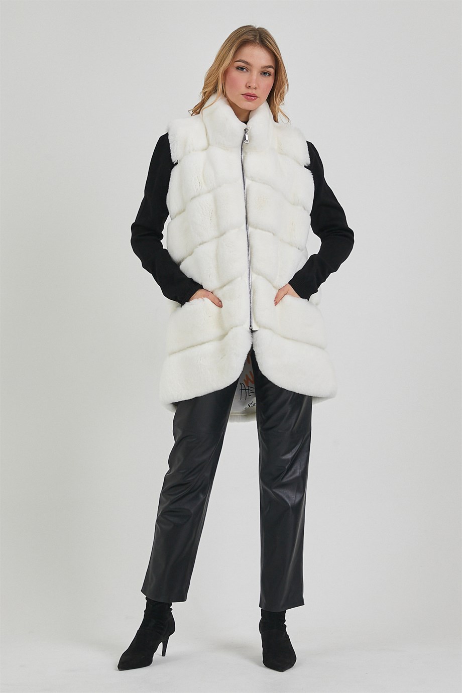 Beyaz Rex Kürk YelekYelek