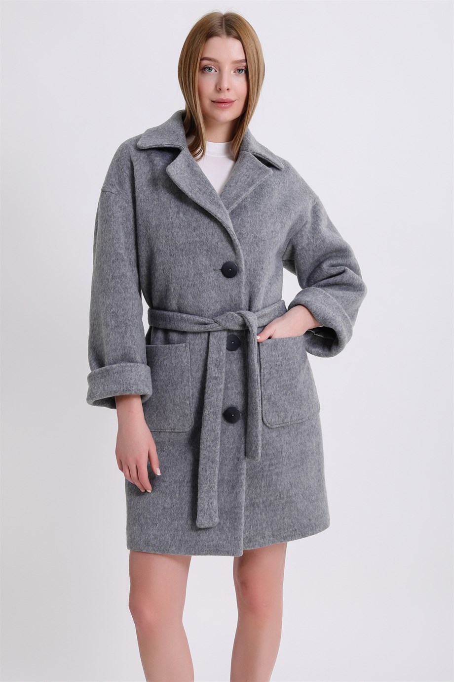 Серое кашемировое пальто, LC Leather Club