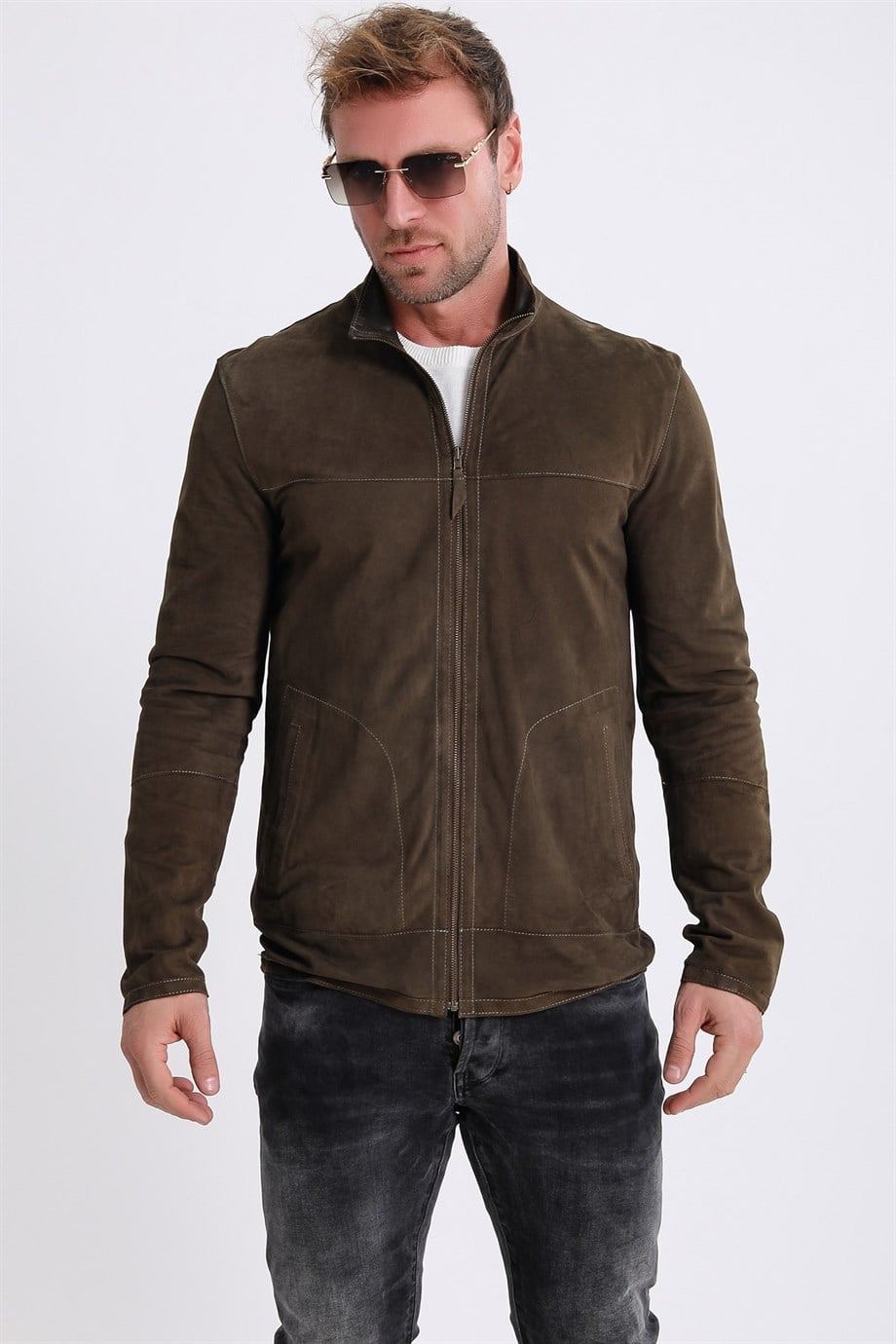 Куртка хаки двусторонняя замшевая, LC Leather Club
