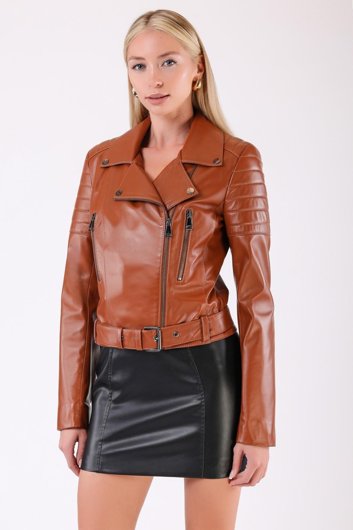 Kahve Biker Hakiki Deri CeketCeket