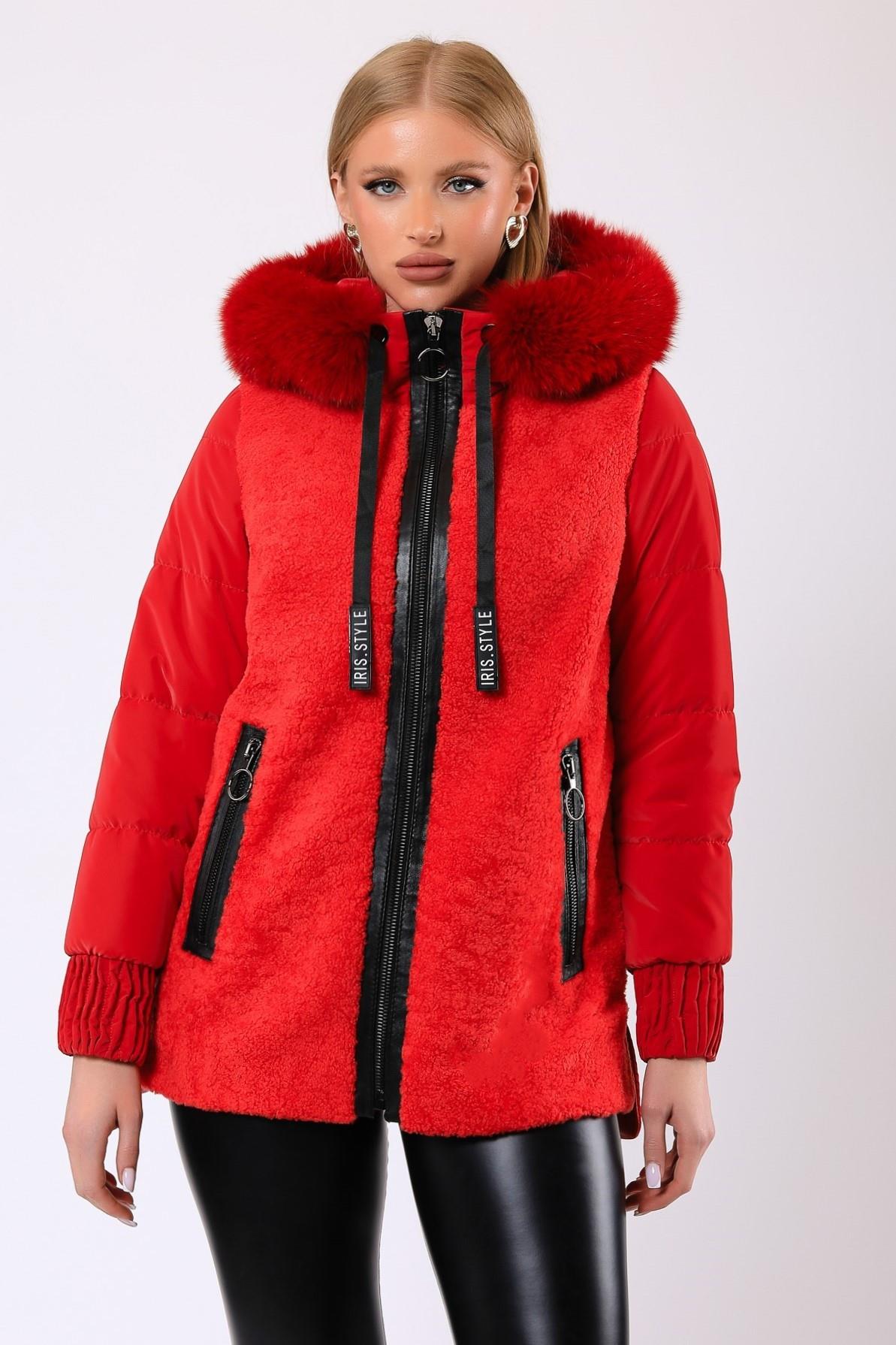 Red Selena Wool Puffer Coat with Fur Trim, LC Leather Club