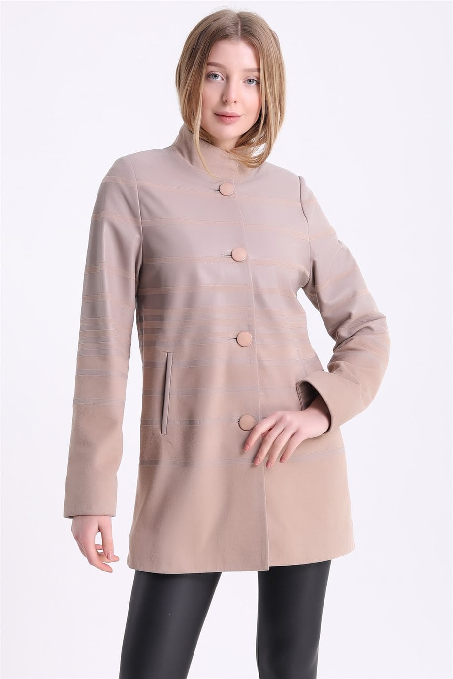 Кремовое кожаное пальто, LC Leather Club