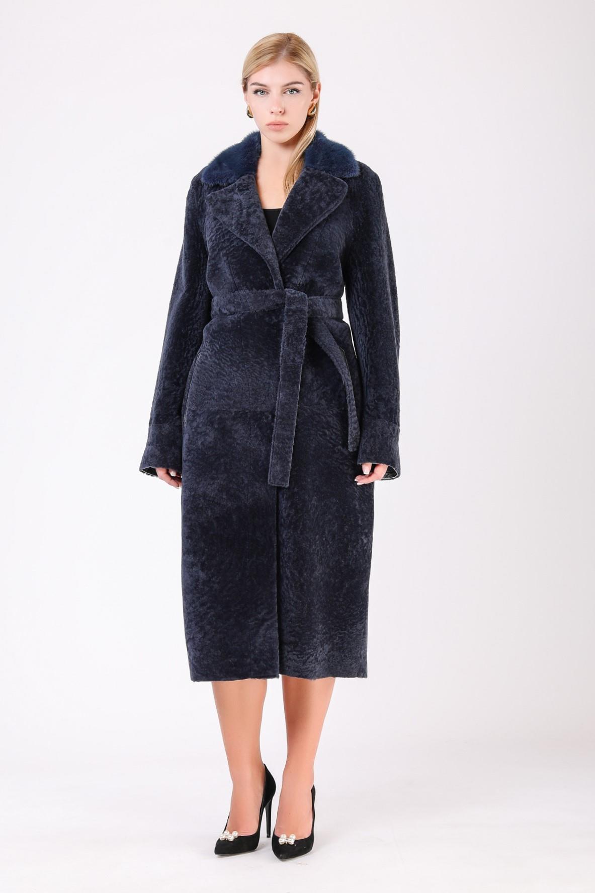 Navy Reversible Astrakhan Fur Coat, LC Leather Club