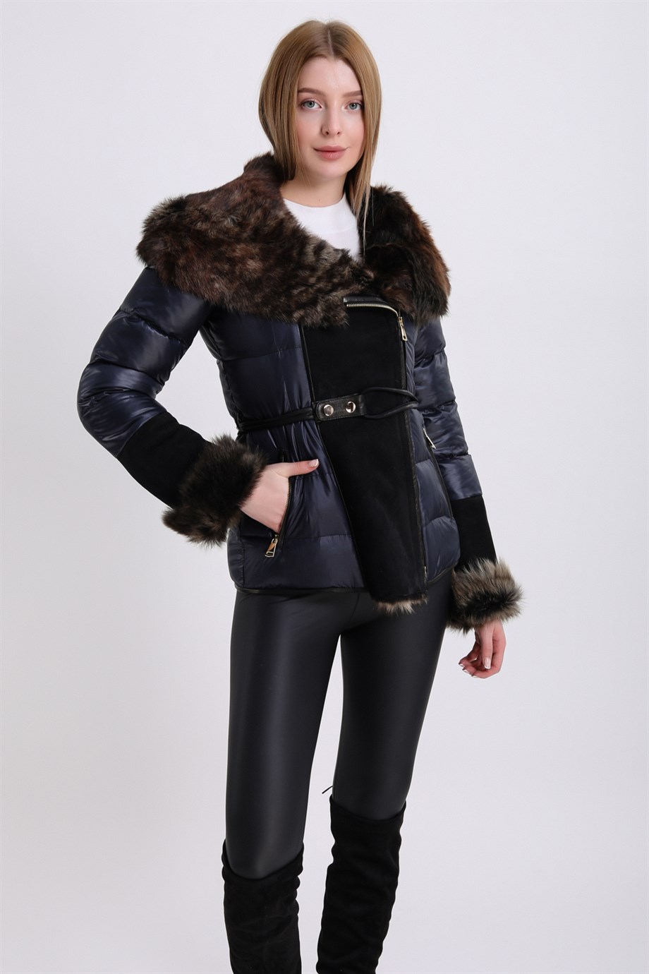 Lacivert Toskana Kürk Ceket, LC Leather Club