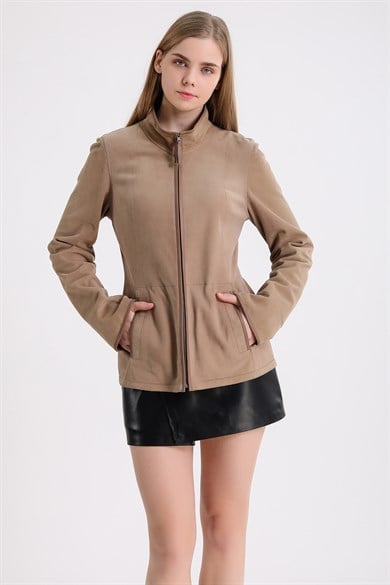 Camel and Cream Reversible Suede Leather Jacket