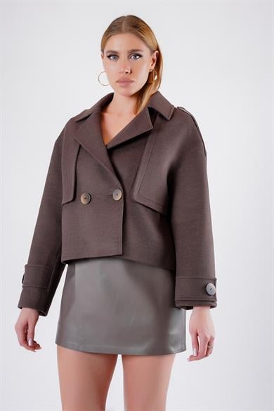 Kahve Oversize Hakiki Kaşmir Kaban