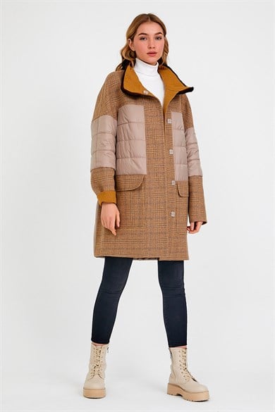 Brown Alpaca Coat with Mink Fur Trim