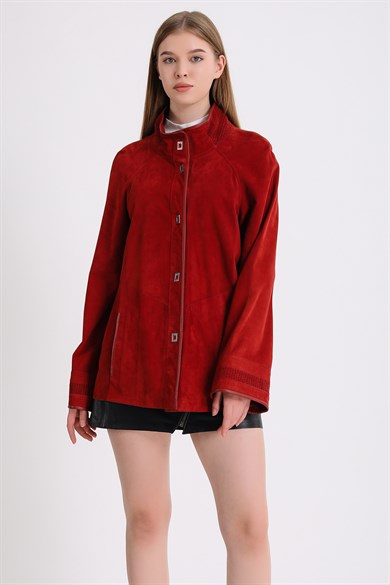 Red Reversible Suede Leather Coat