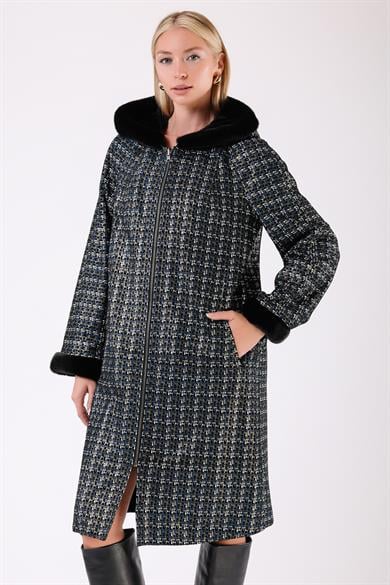 Navy Black Reversible Genuine Leather Coat