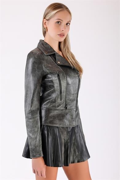 Metal Grey Vintage Genuine Leather Jacket