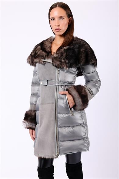 Metallic Grey Tuscan Suede Fur Coat