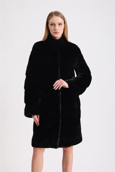 Natural Black Mink Fur Coat