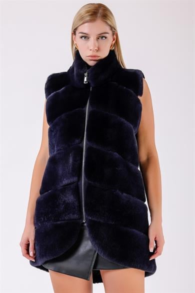 Ocean Blue Rex Fur Vest