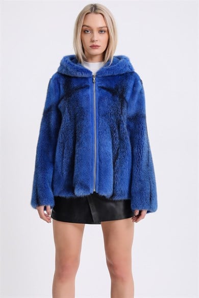 Ocean Blue Mink Fur Coat