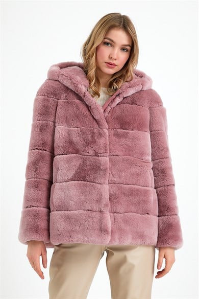 Pink Rex Fur Coat