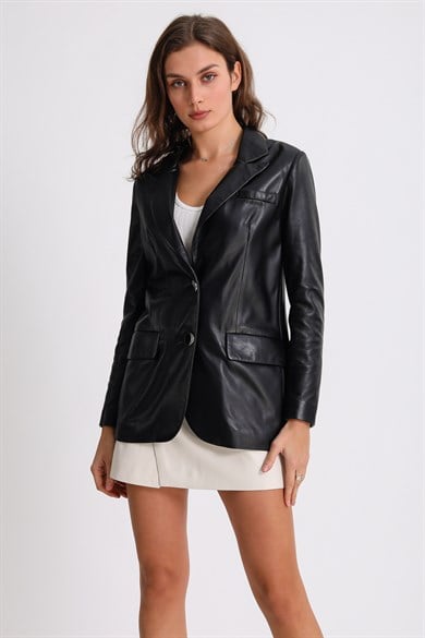 Black Lambskin Blazer Jacket