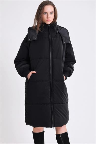 Black Matte Goose Down Puffer Coat