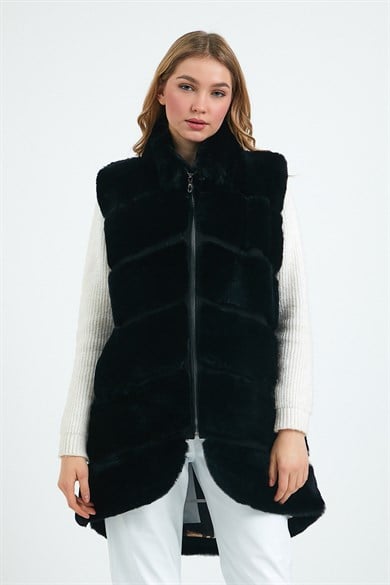 Black Rex Fur Vest