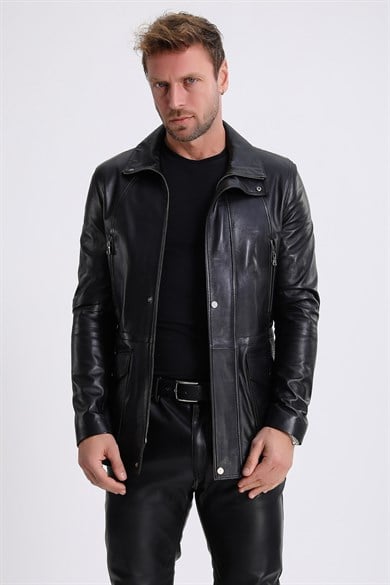 Black Montaigne Leather Coat