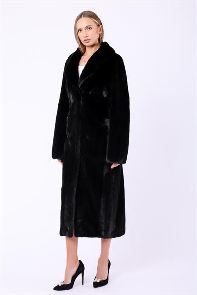 Black Natural Genuine Mink Fur Coat