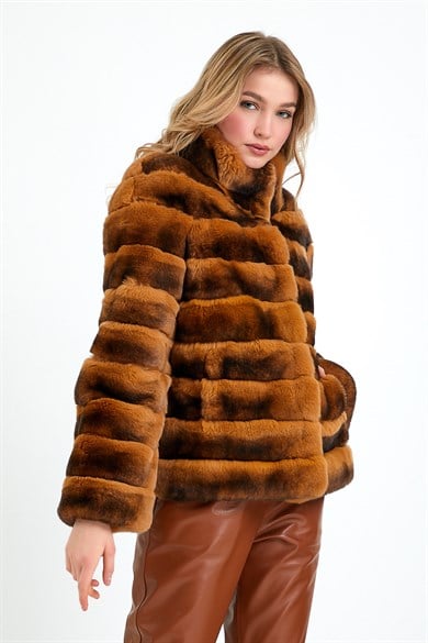 Orange Rex Fur Coat
