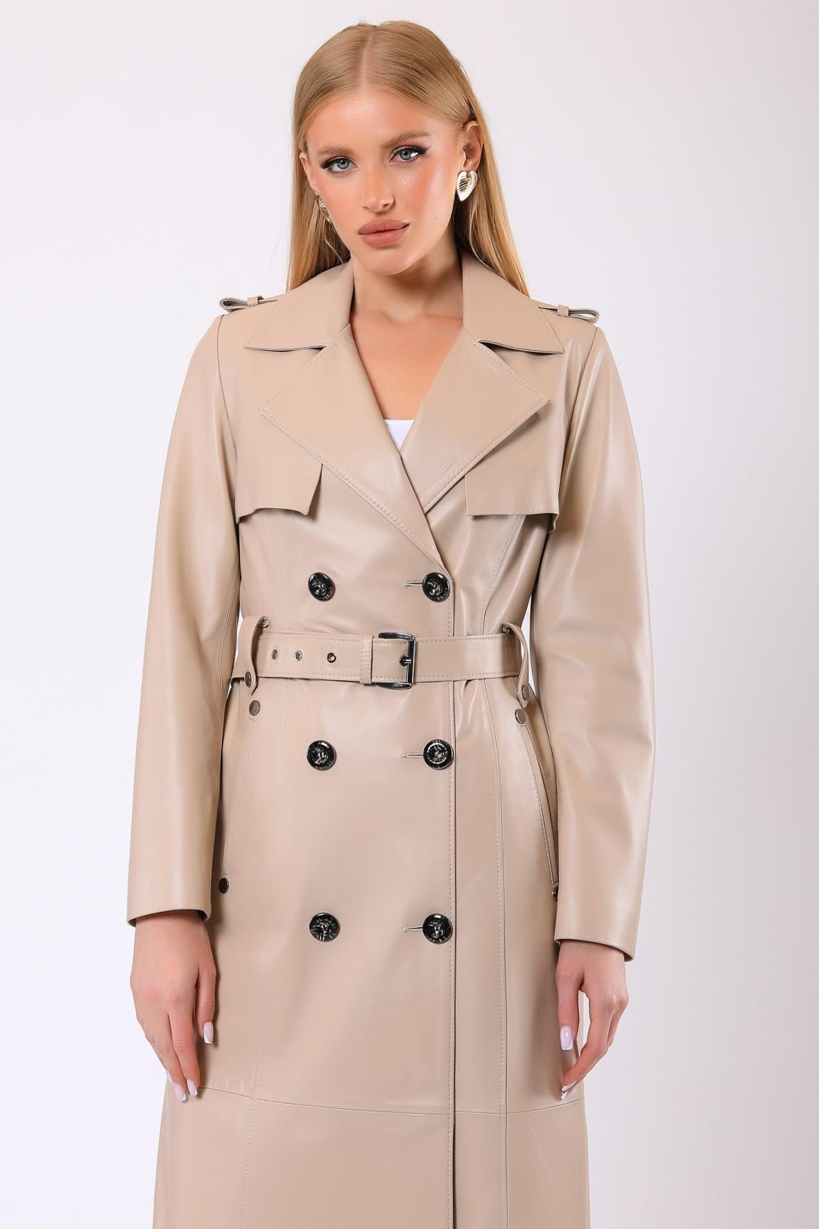 Bej Celine Hakiki Deri Trench KabanKaban
