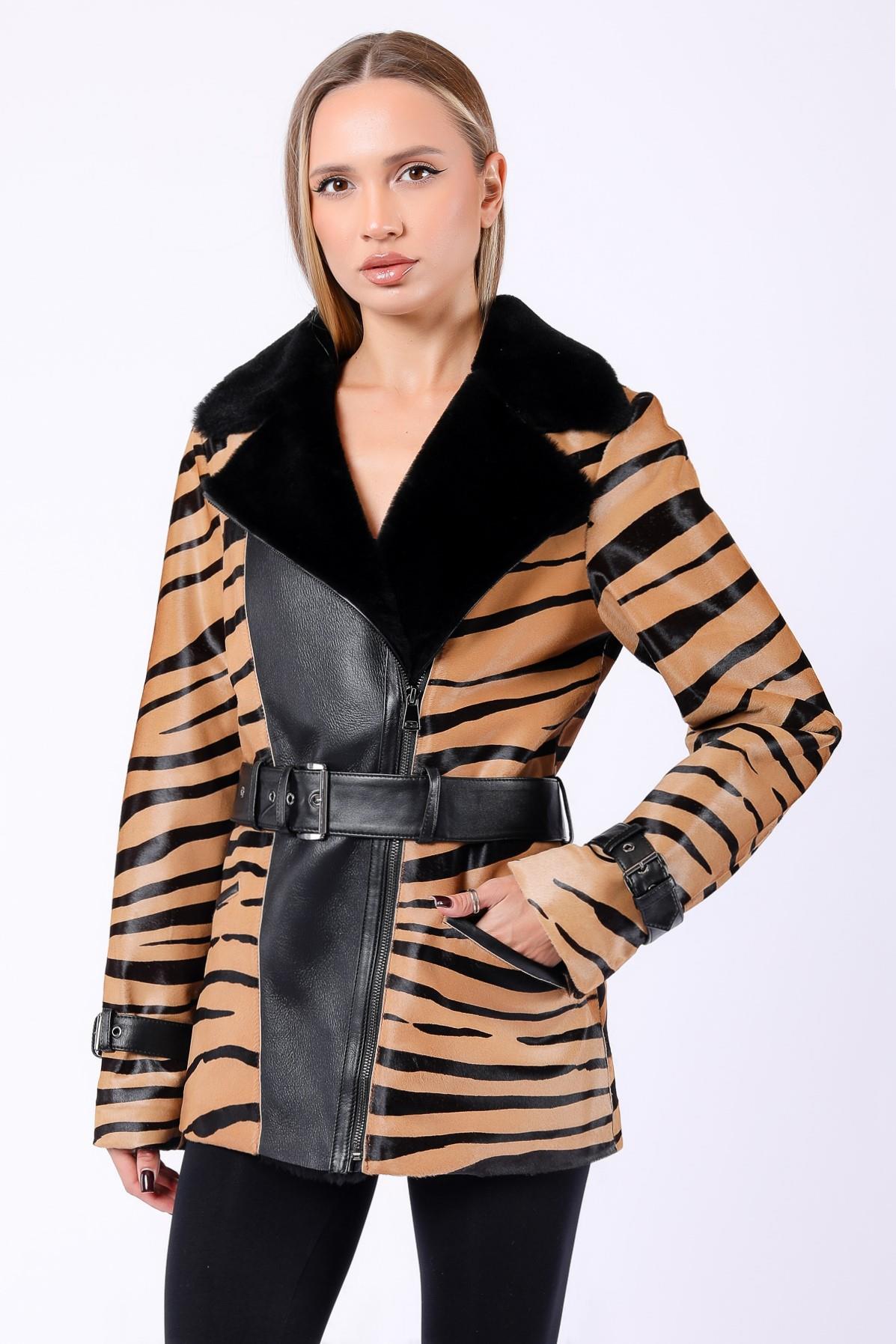 Camel Kahve Tiger Hakiki Kürk KabanKaban
