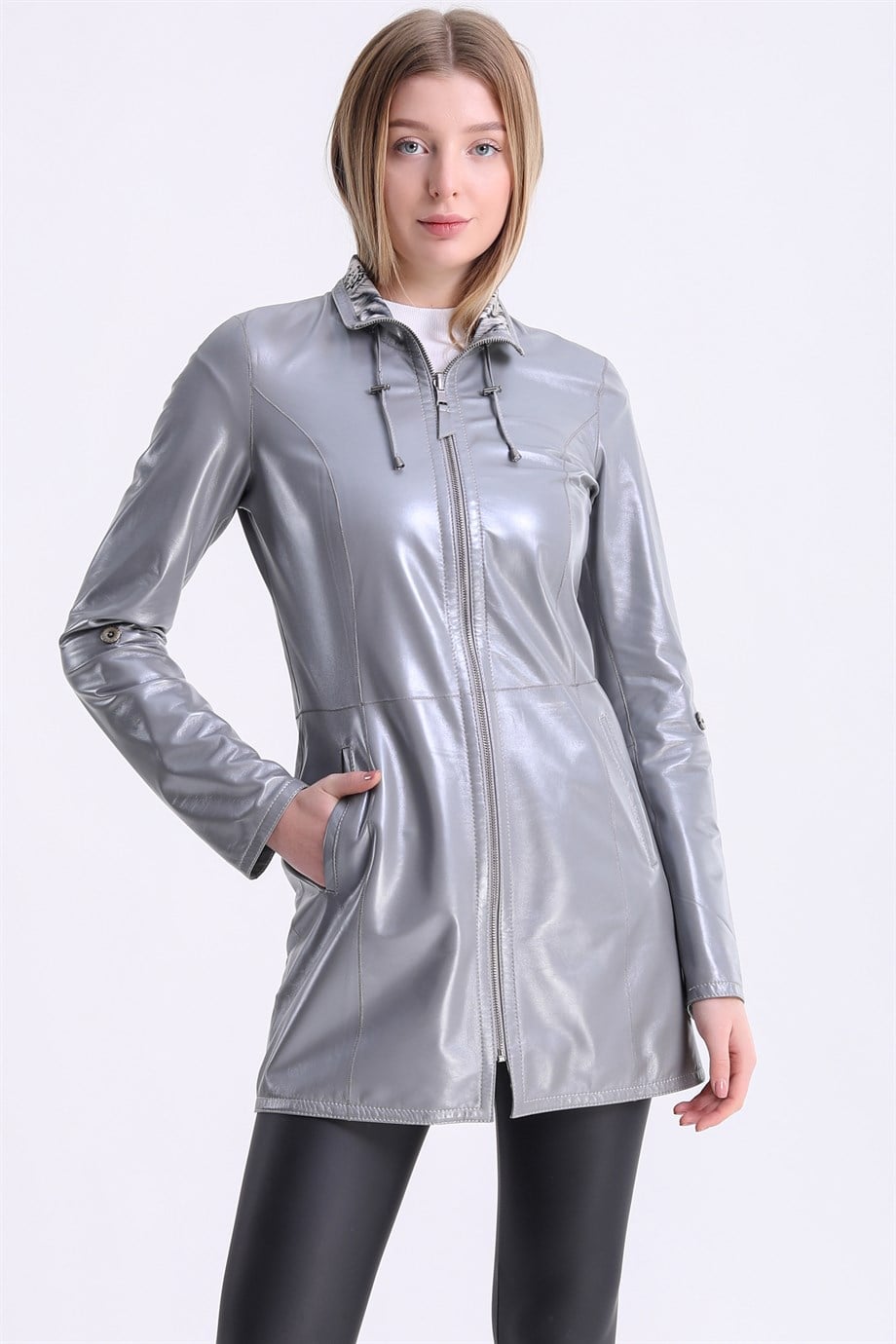 Gri Çift Taraflı Deri CeketCeket