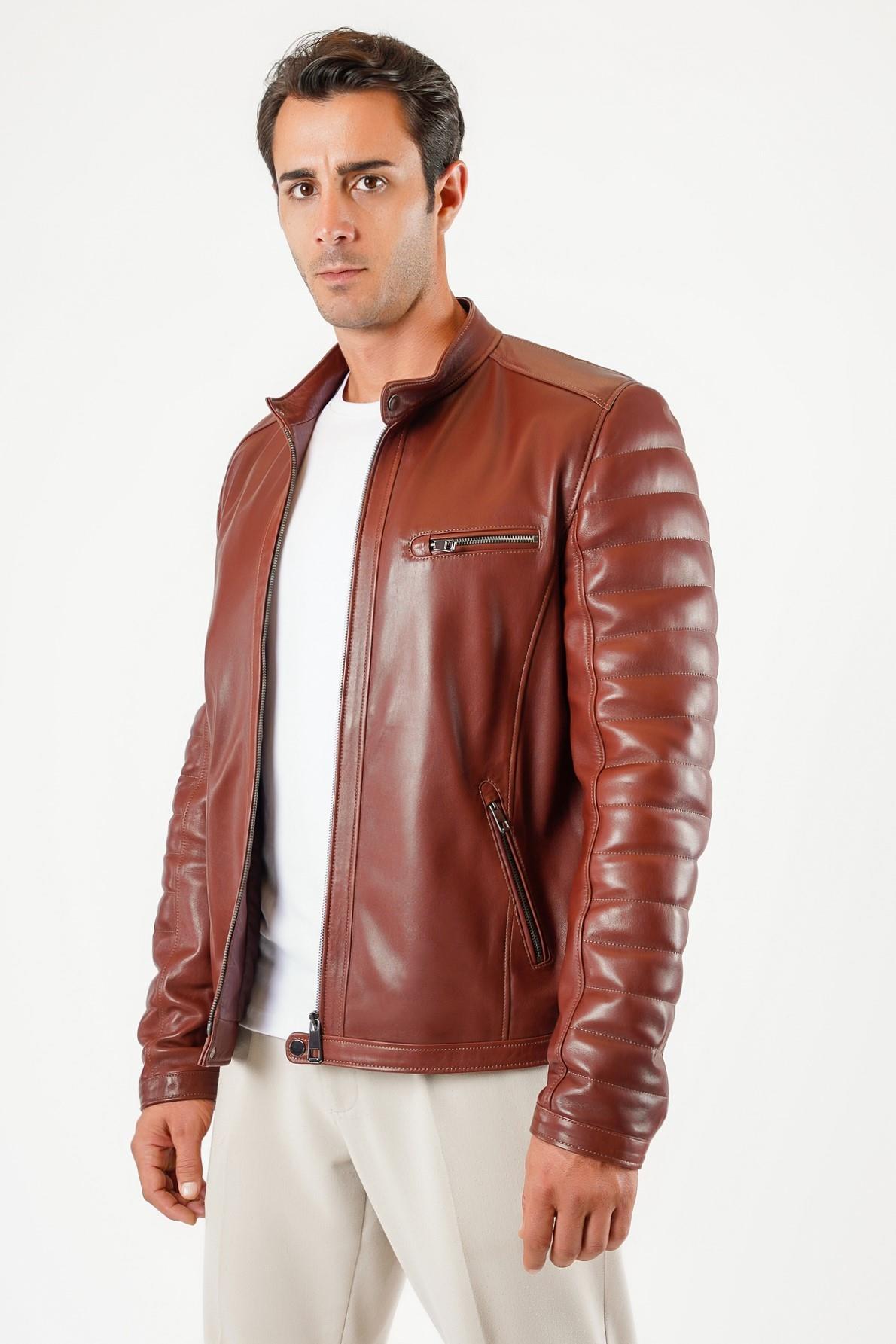 Kahve Biker Hakiki Deri CeketCeket