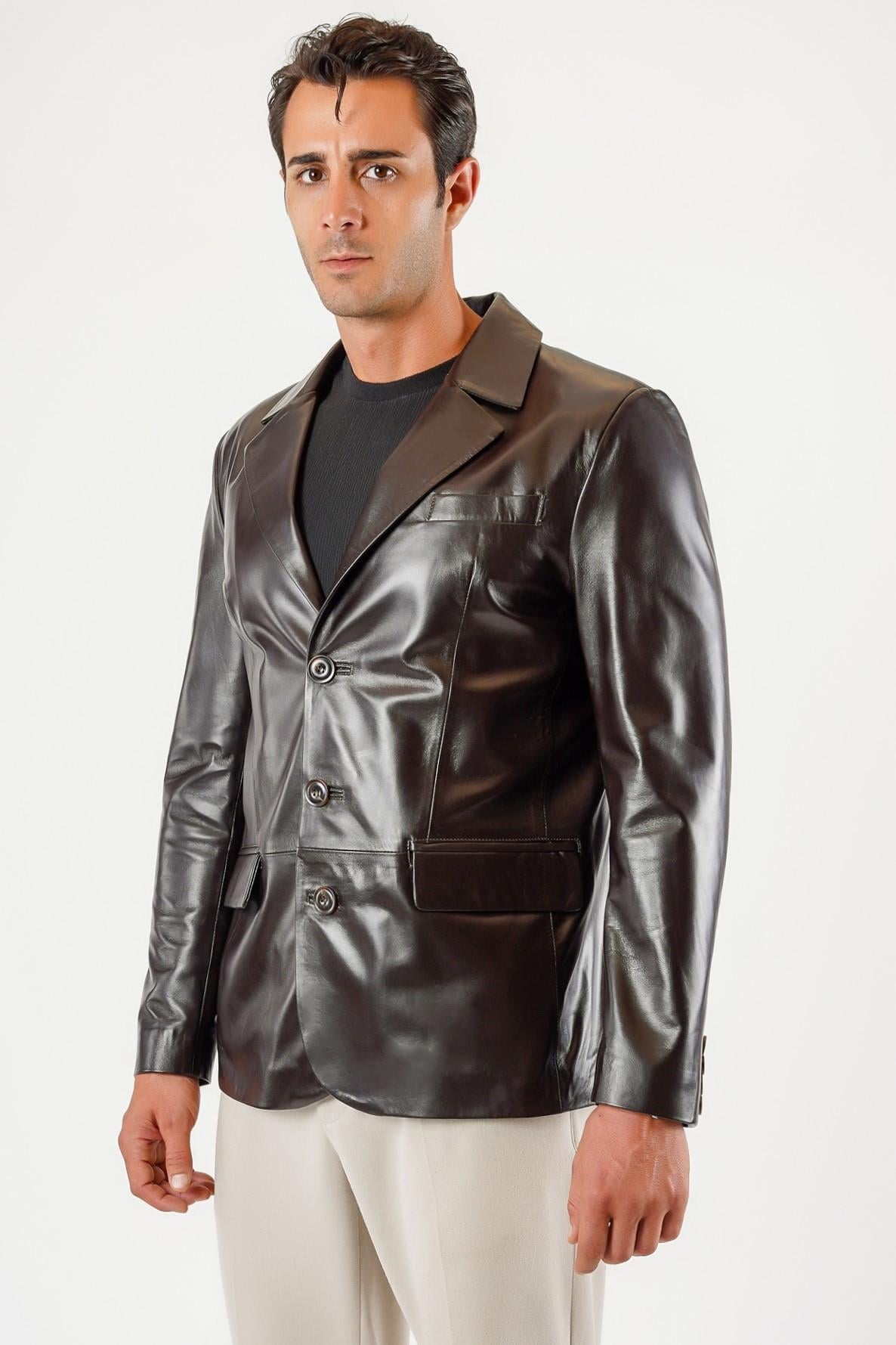 Kahve Hakiki Deri Blazer CeketCeket