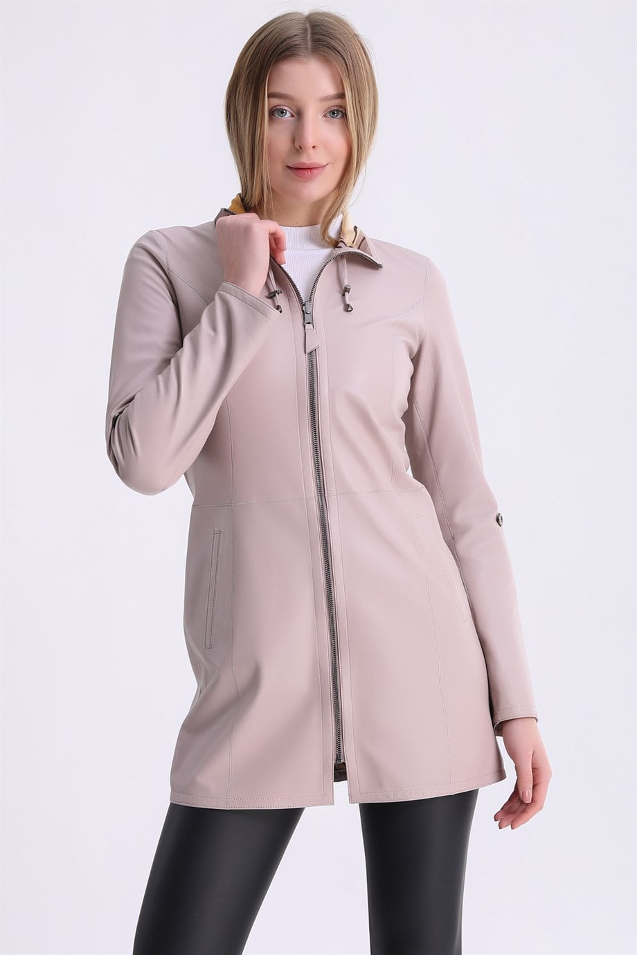 Krem Çift Taraflı Deri CeketCeket