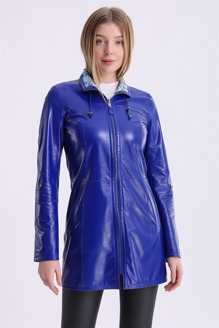 Mavi Çift Taraflı Deri CeketCeket