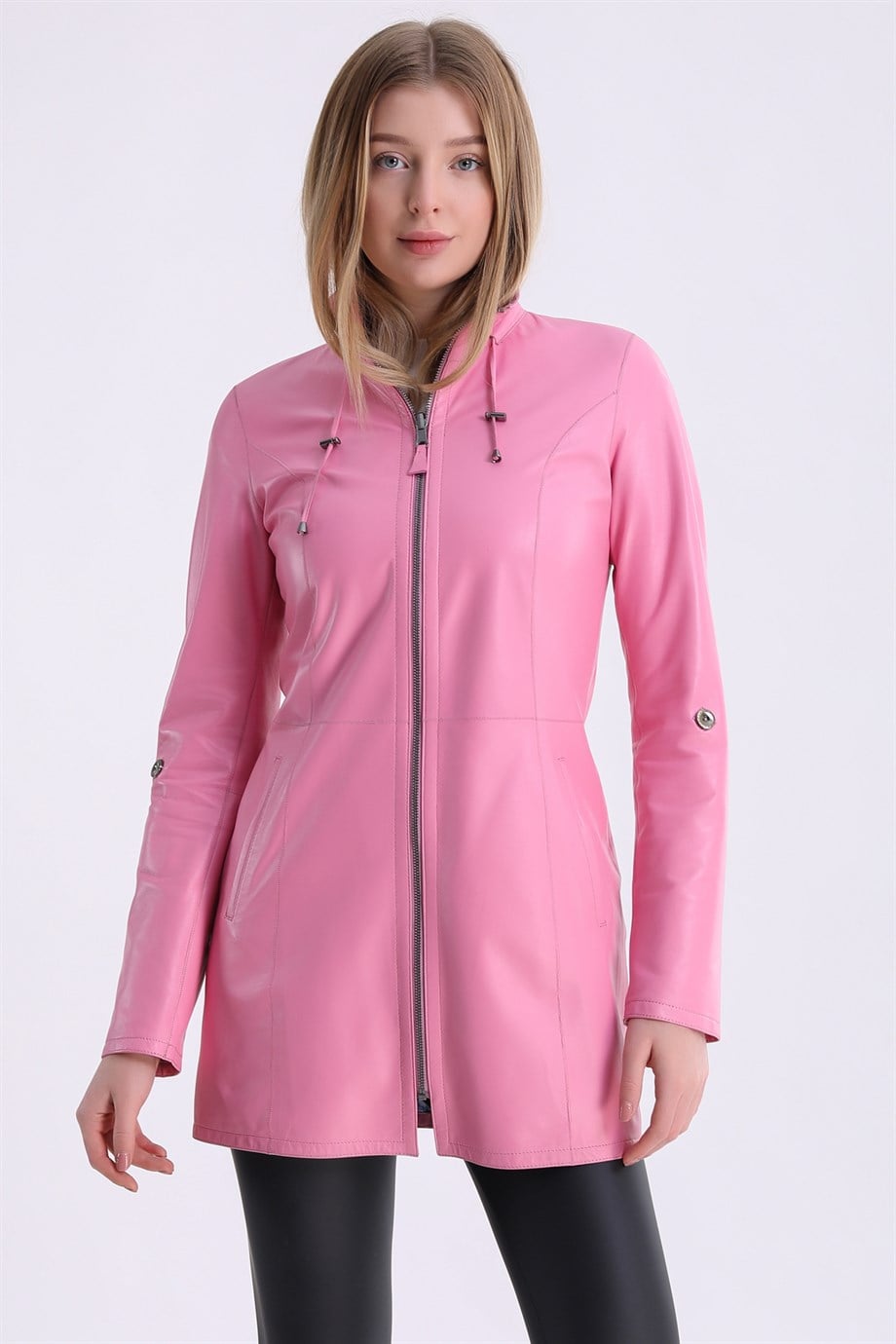 Pembe Çift Taraflı Deri CeketCeket