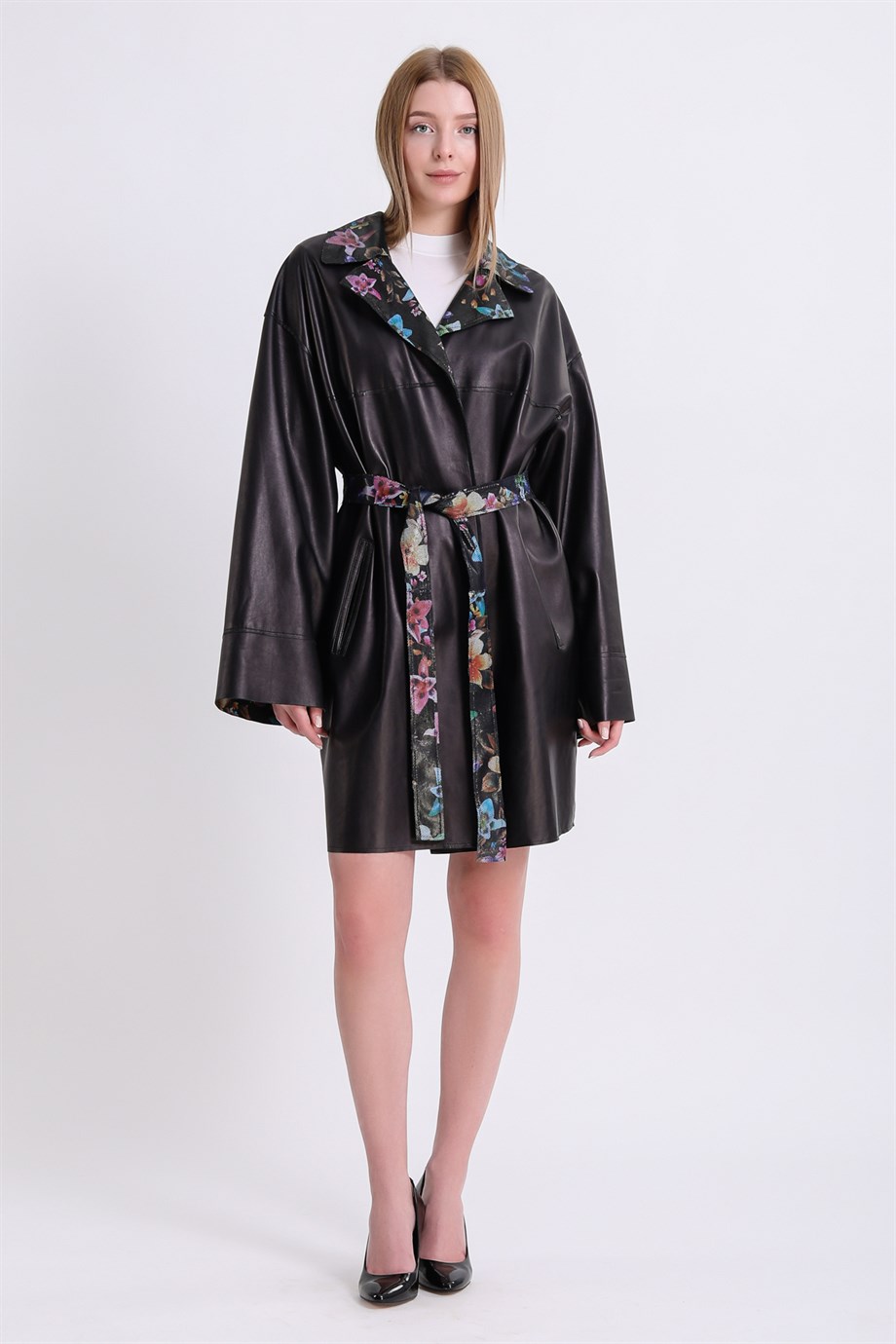 Siyah Çift Taraflı Deri Kaban