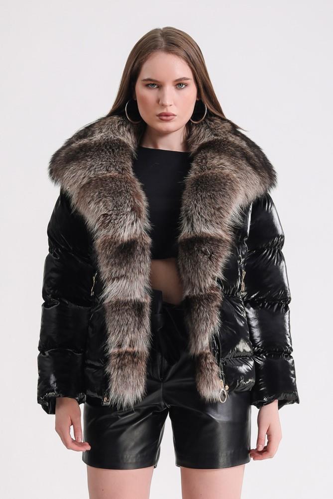 Siyah Fox Aksesuarlı Puffer KabanKaban