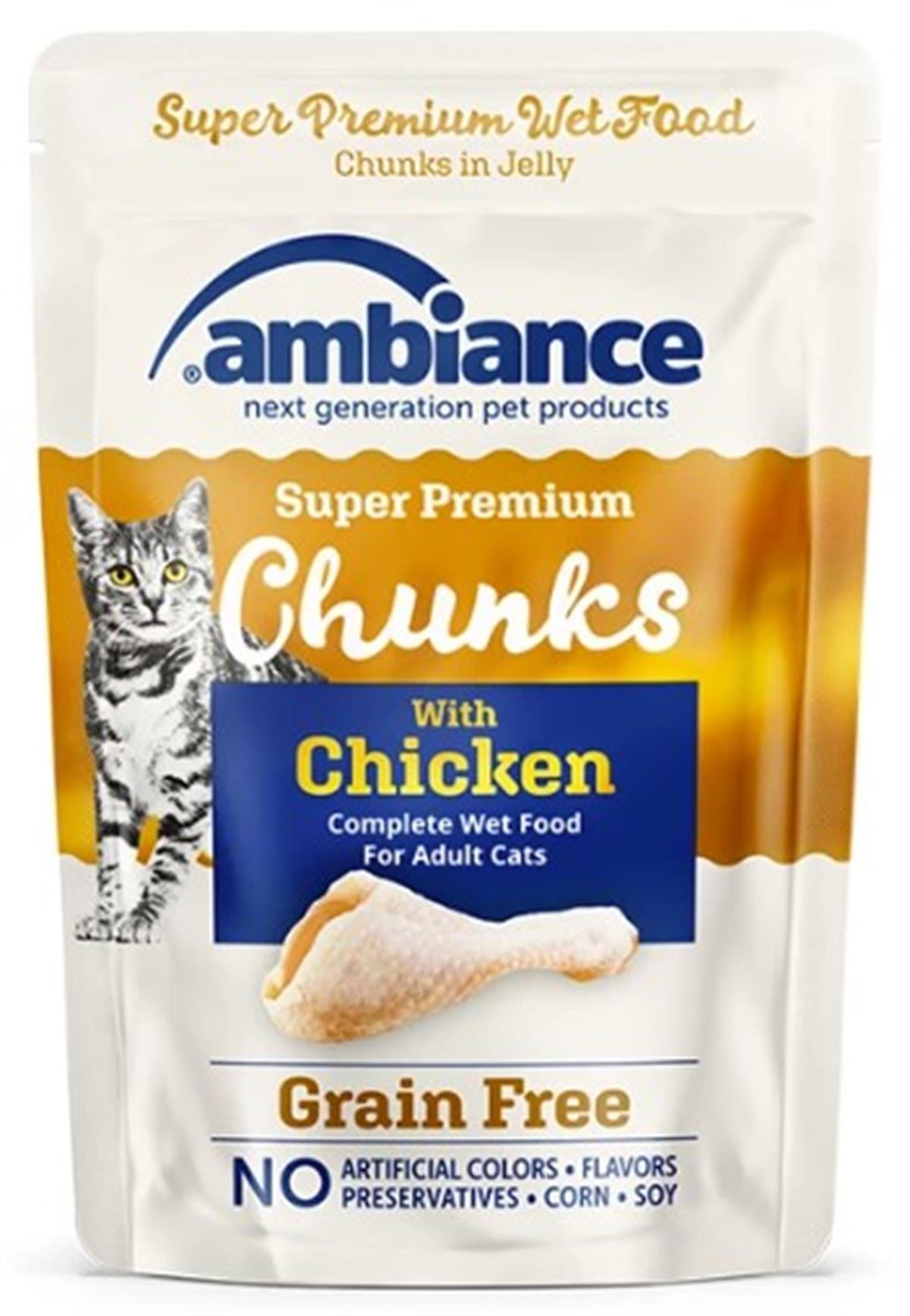 AmbianceAmbiance Yetişkin Kediler İçin Jöle İçinde Parça Tavuk Etli Yaş Mama 85 gr