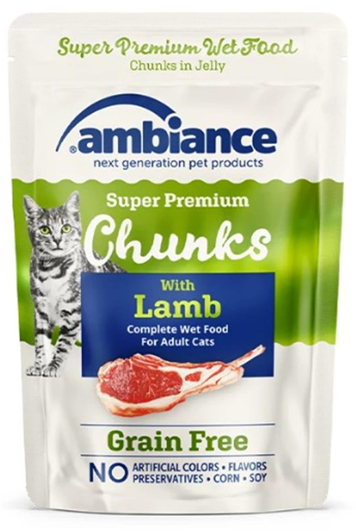 AmbianceAmbiance Yetişkin Kediler İçin Jöle İçinde Parça Kuzu Etli Yaş Mama 85 gr